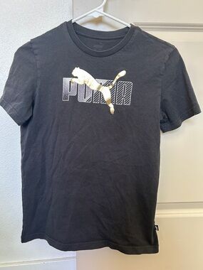 Puma Black Tee with Gold Leaping Cat Logo